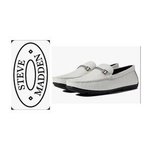 NWOB Mens 11.5 Senna Slip-On Leather Loafers In White Leather